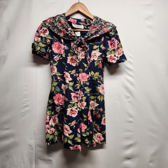 Vintage Just Kidding by LaBelle Girls Size Large Floral Romper Blue Floral - Picture 1 of 7